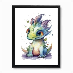 Alioramus Cute Dinosaur Watercolour 3 Art Print