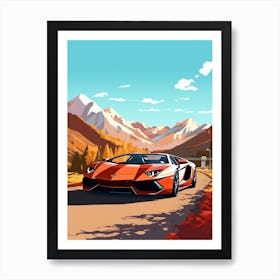 A Lamborghini Aventador In The Route Des Grandes Alpes Illustration 2 Póster