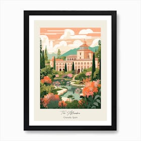 The Alhambra   Granada, Spain   Cute Botanical Illustration Travel 2 Poster Art Print