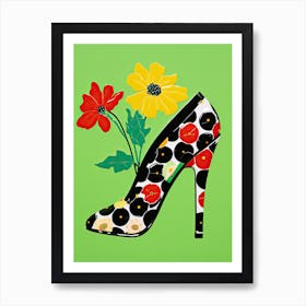 Blossoming Soles: Floral Art on Shoes Art Print