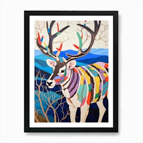 Maximalist Animal Painting Caribou 2 Art Print