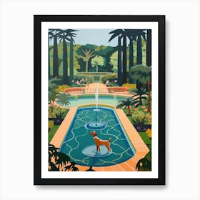 Painting Of A Dog In The Palace Of Versailles Garden, France In The Style Of Matisse 04 Art Print