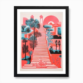 Shalimar Bagh Gardens Abstract Riso Style 4 Art Print