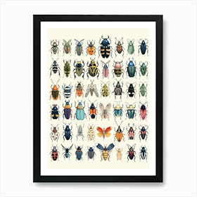 Colourful Insect Illustration Beetle 19 Art Print