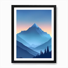 Misty Mountains Vertical Composition In Blue Tone 138 Art Print