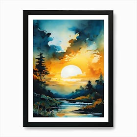 Sunset By The River Art Print