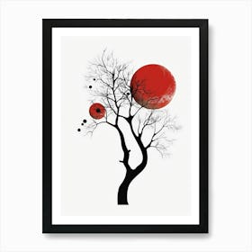 Tree With Red Circles Art Print