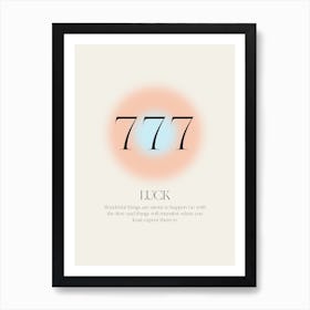 Angel Number 777 Luck Art Print