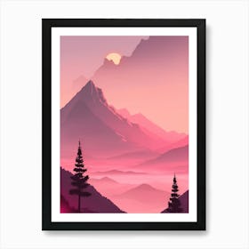 Misty Mountains Vertical Background In Pink Tone 56 Art Print