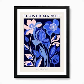 Blue Flower Market Poster Hellebore 2 Art Print