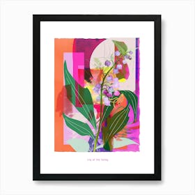 Lily Of The Valley 1 Neon Flower Collage Poster Art Print