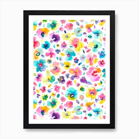 Tropical Flowers Multicolored Art Print