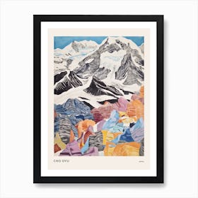 Cho Oyu Nepal 3 Colourful Mountain Illustration Poster Art Print