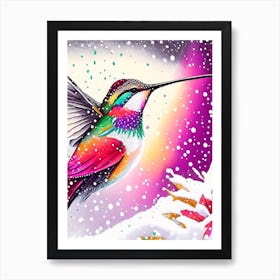 Hummingbird In Snowfall Marker Art 3 Art Print