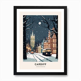 Winter Night  Travel Poster Cardiff United Kingdom 1 Art Print