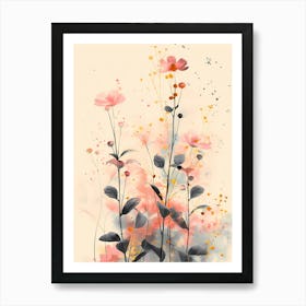 Pink wildFlowers Art Print