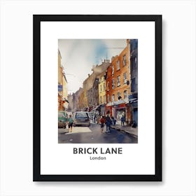 Brick Lane, London 3 Watercolour Travel Poster Art Print