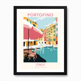 Portofino, Italy, Flat Pastels Tones Illustration 3 Poster Art Print