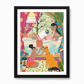 Mom Taking A Bath Art Print