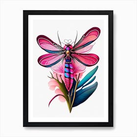 Roseate Skimmer Dragonfly Tattoo 2 Art Print