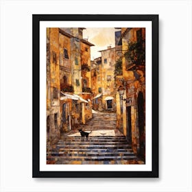 Painting Of Rome With A Cat In The Style Of Gustav Klimt 3 Art Print