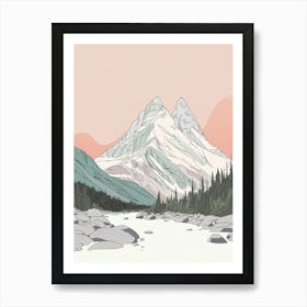 Mount Robson Canada Color Line Drawing (4) Art Print