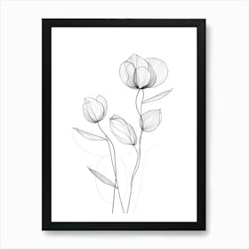 Flowers In Black And White 2 Art Print