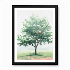 Peach Tree Atmospheric Watercolour Painting 2 Art Print