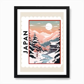 Retro Winter Stamp Poster Nagano Japan 1 Art Print