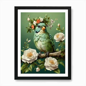 Bird With Flower Crown 2 Art Print