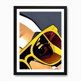 Man In Glasses In Yellow and Brown Colors Art Print