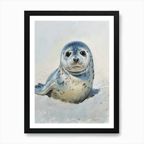 Harp Seal Pastel Watercolour 4 Art Print