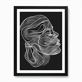 Minimalist Portrait Line Black And White Woman 10 Art Print