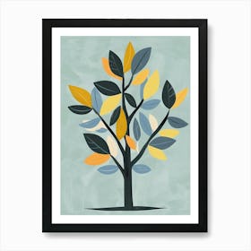 Pecan Tree Flat Illustration 8 Art Print