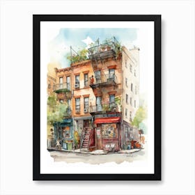 Williamsburg Brooklyn Neighborhood, Watercolour 3 Art Print