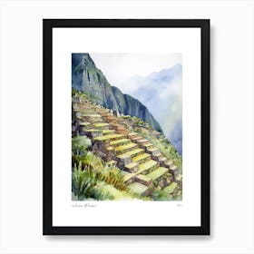 Machu Picchu Peru 3 Watercolour Travel Poster Art Print