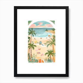 Window Beach Watercolour Illustration Painting Art Print