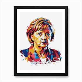 Angela Merkel 2 Portrait WPAP Pop Art Art Print