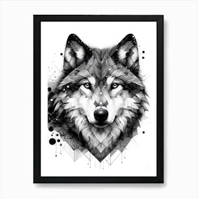 Wolf - Abstract Line Art Illustration 276 Art Print