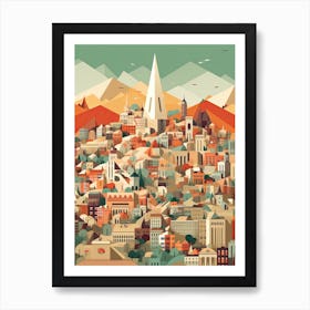 Madrid, Spain, Geometric Illustration 2 Art Print