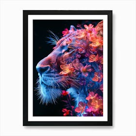 Lion With Flowers 13 Art Print