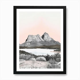 Cradle Mountain Australia Color Line Drawing (8) Art Print