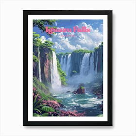 Iguazu Falls Argentina Paradise Travel Art Illustration Art Print