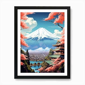 Mountains And Hot Springs Japanese Style Illustration 9 Art Print