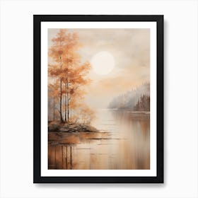 Lake In The Woods In Autumn, Painting 45 Art Print