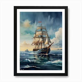 Sailing Ship In The Ocean 4 Art Print