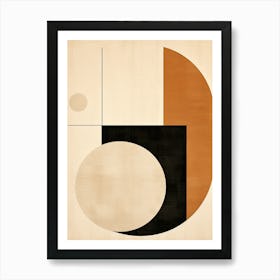 Neutral Elysium: Geometric Bauhaus Circles Art Print