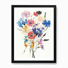 Cornflower 2 Collage Flower Bouquet Art Print