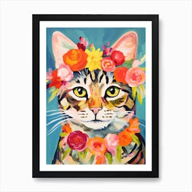 Pixiebob Cat With A Flower Crown Painting Matisse Style 4 Art Print
