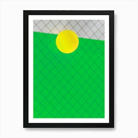 Yellow Ball On A Green Grid Art Print